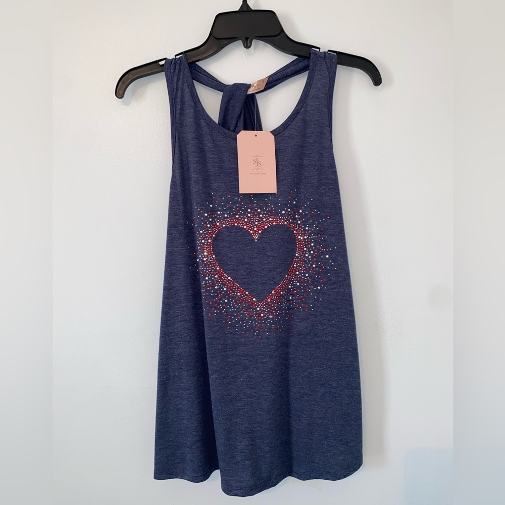 Blue Heart Graphic Women's Tank Top Size small